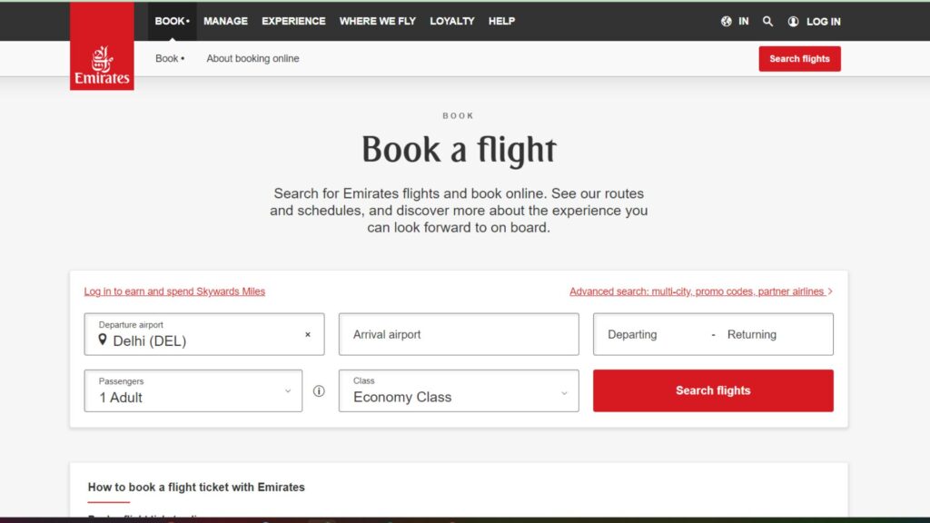 Emirates Airlines bookings