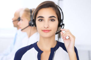 78844062 call center focus on beautiful woman in headset